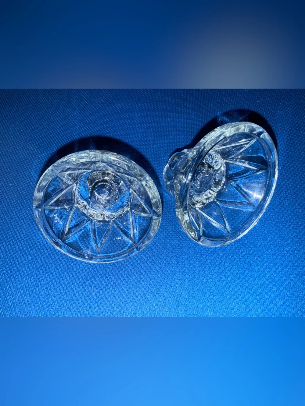 Home Interiors Clear Glass Candle Holders - Pair reversible